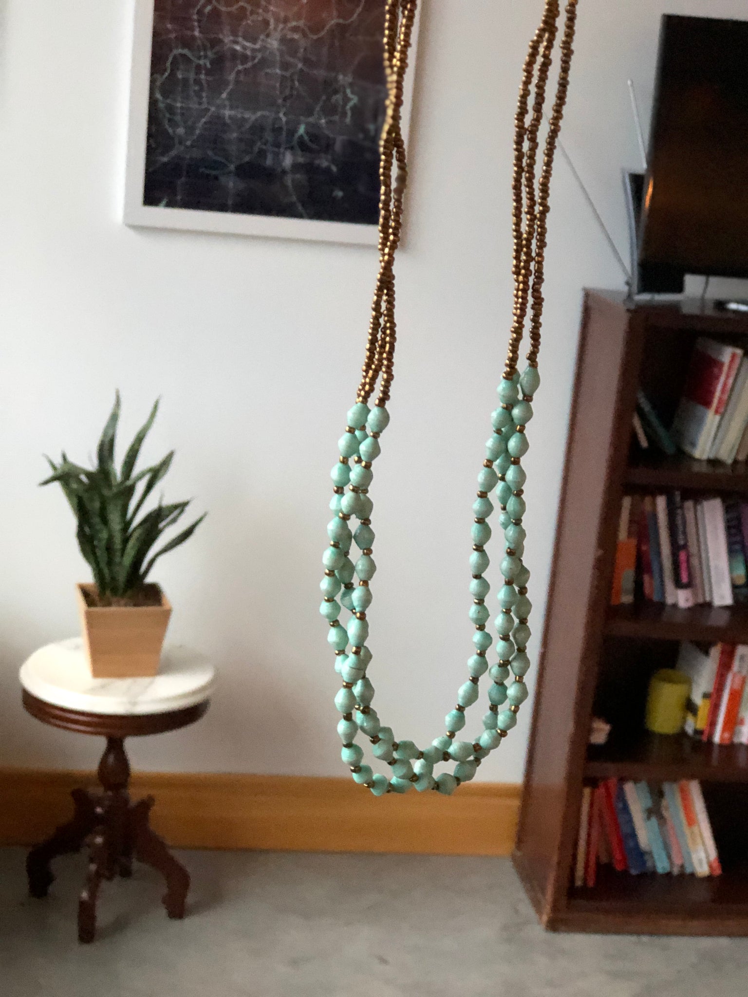 Layered Recycled Paper Bead Necklace